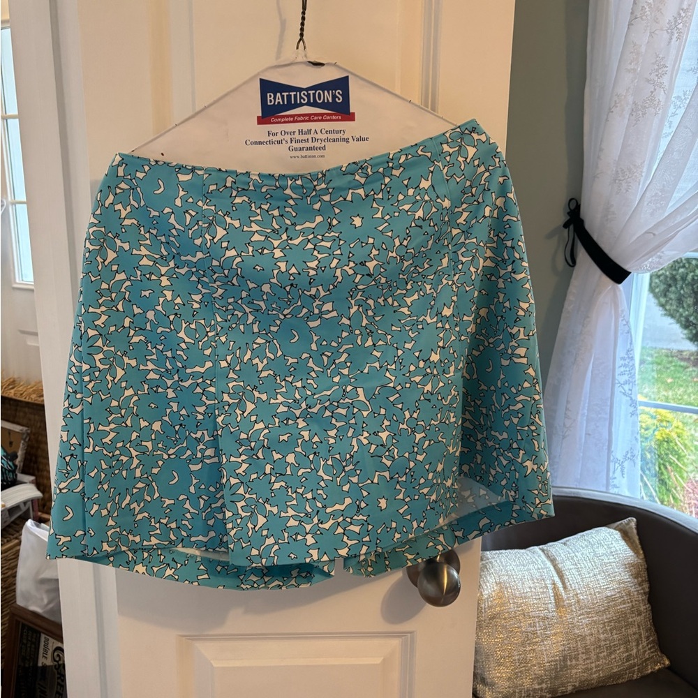 Style & Co. Turquoise and White Abstract Print Skirt